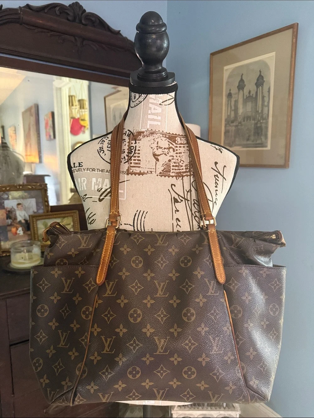 Louis Vuitton Monogram Totally MM Shoulder Tote Bag Brown Canvas AS IS